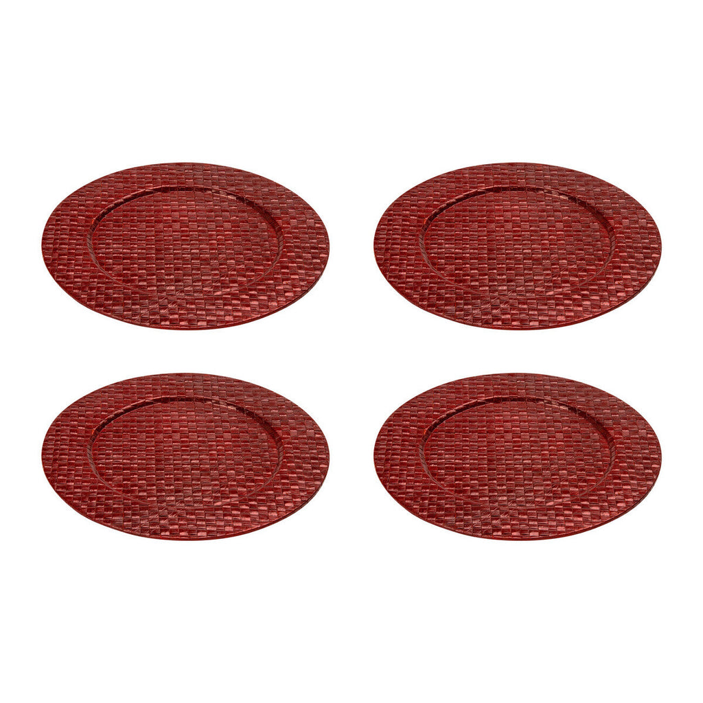 Orsina Pandanus Red Woven Charger Plates - 33cm Table Decor - Set of 4