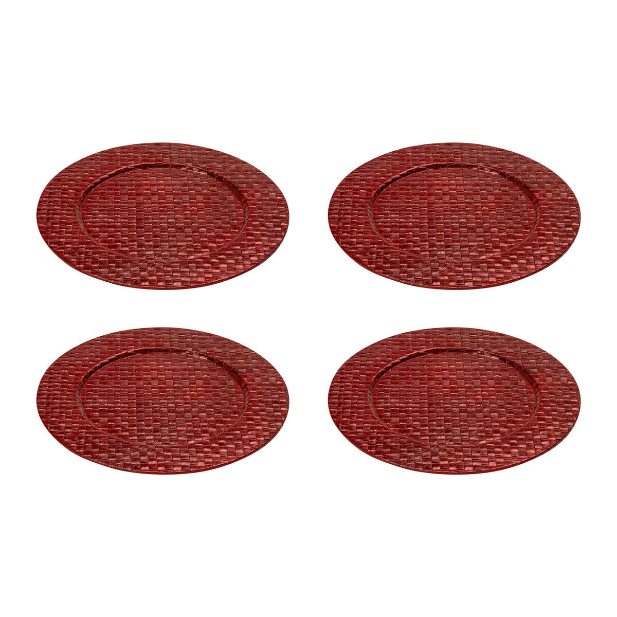 Orsina Pandanus Red Woven Charger Plates - 33cm Table Decor - Set of 4