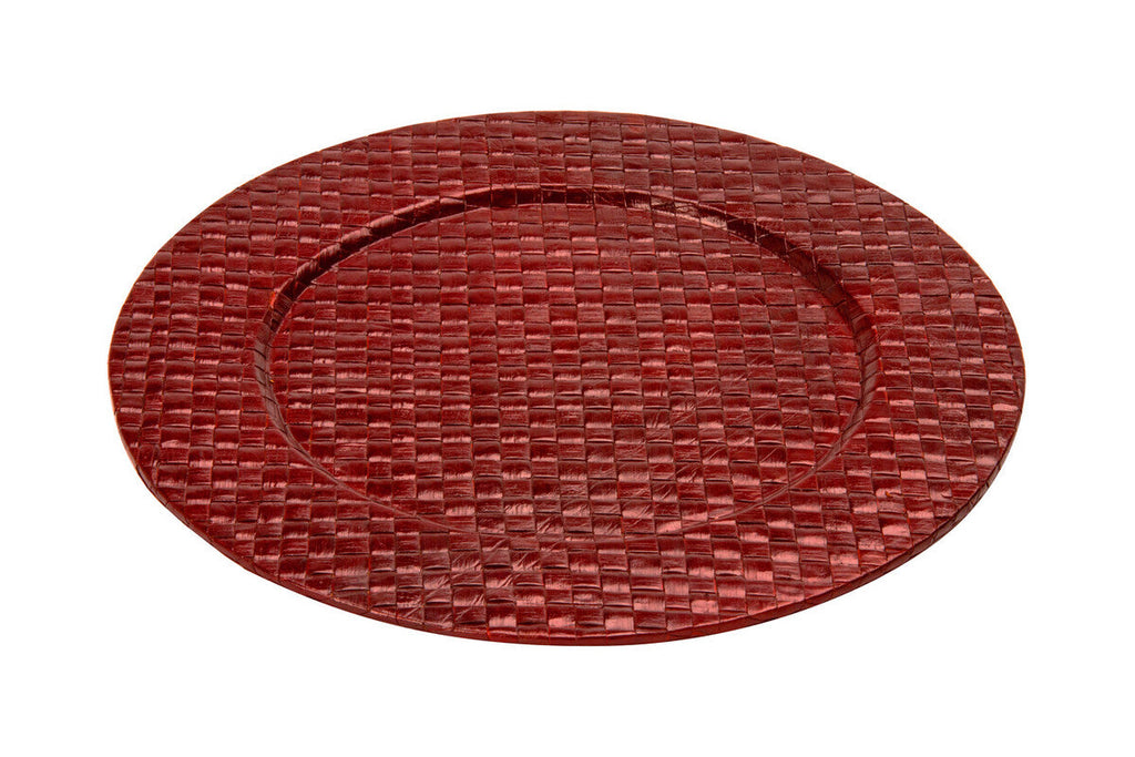 Orsina Pandanus Red Woven Charger Plates - 33cm Table Decor - Set of 4