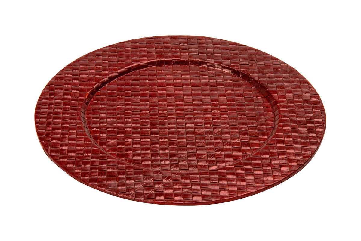 Orsina Pandanus Red Woven Charger Plates - 33cm Table Decor - Set of 4