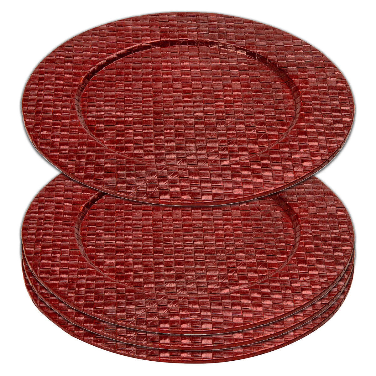 Orsina Pandanus Red Woven Charger Plates - 33cm Table Decor - Set of 4