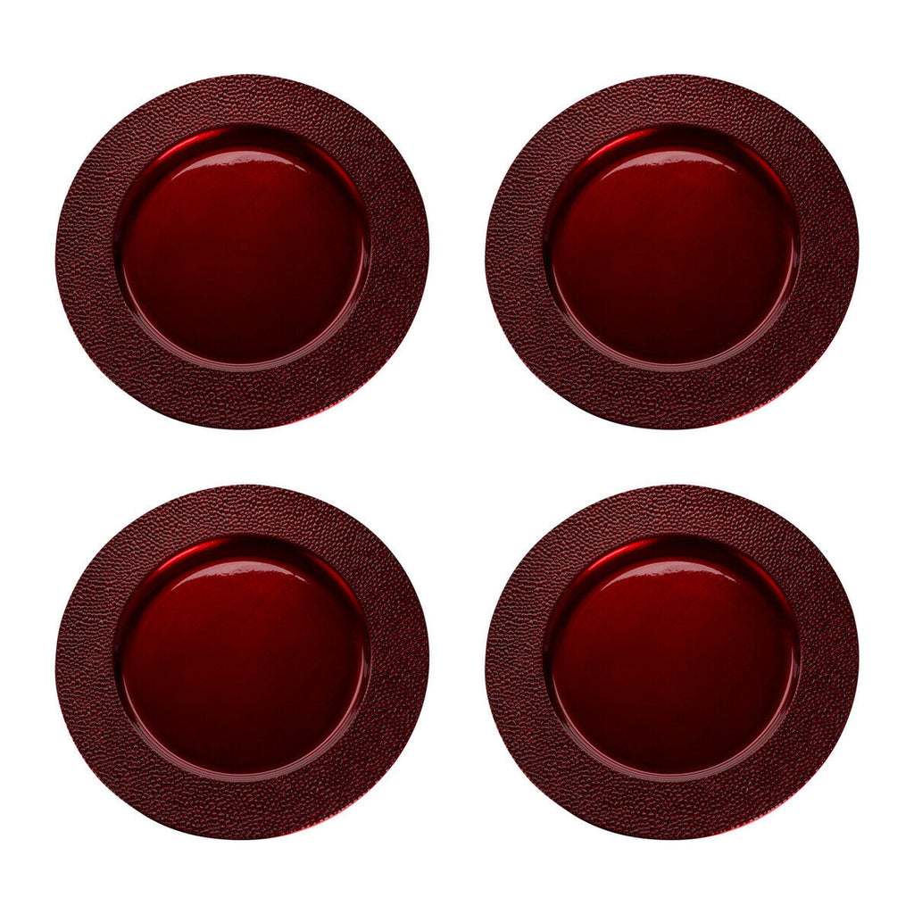 Orsina Red Pebble Effect Charger Plates - 33cm Textured Set of 4