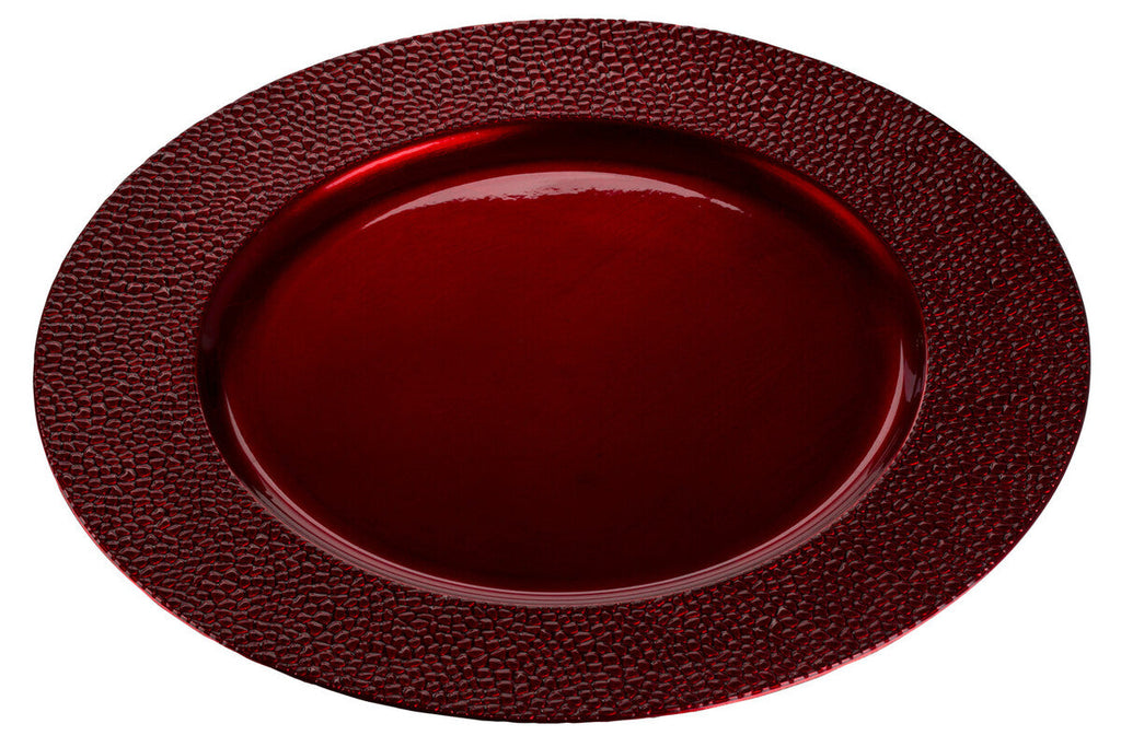 Orsina Red Pebble Effect Charger Plates - 33cm Textured Set of 4