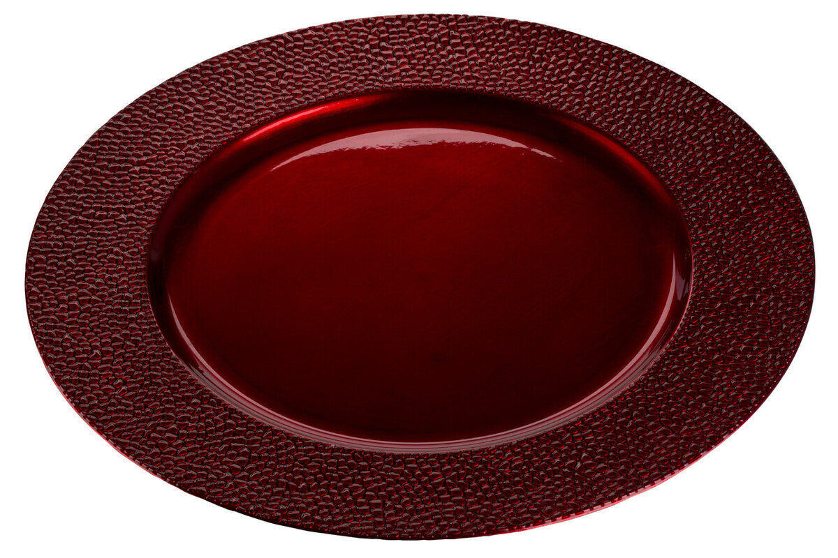 Orsina Red Pebble Effect Charger Plates - 33cm Textured Set of 4