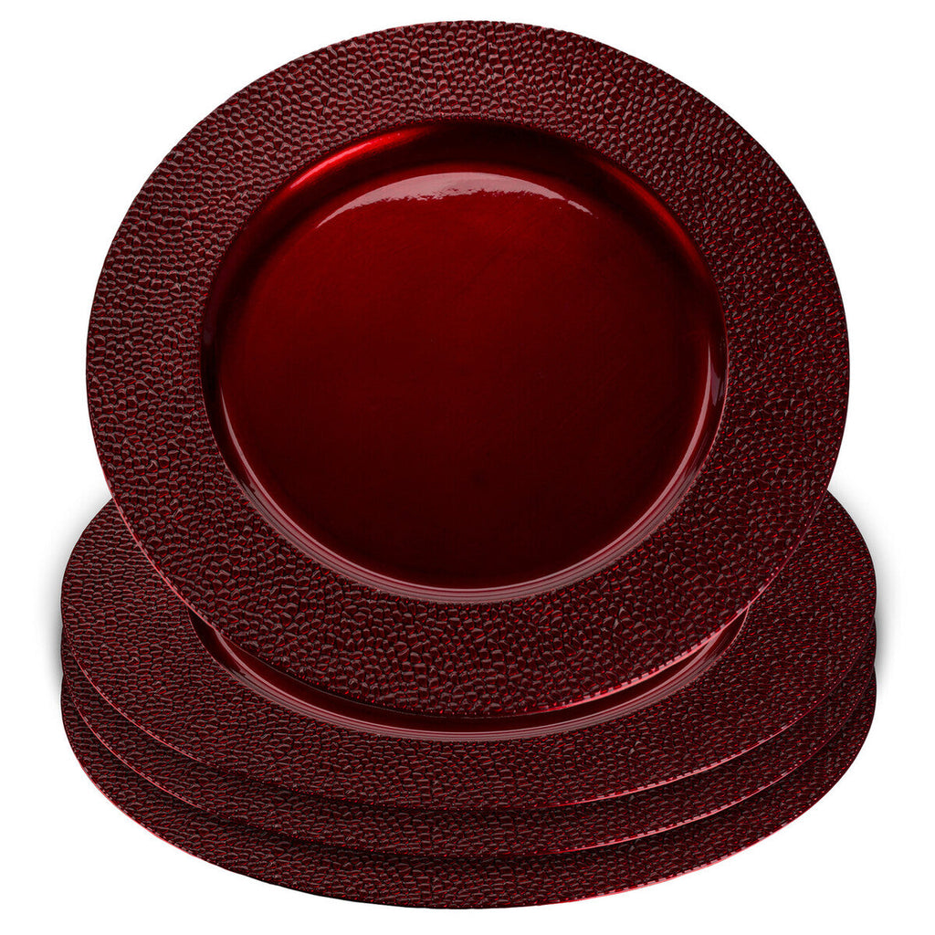 Orsina Red Pebble Effect Charger Plates - 33cm Textured Set of 4