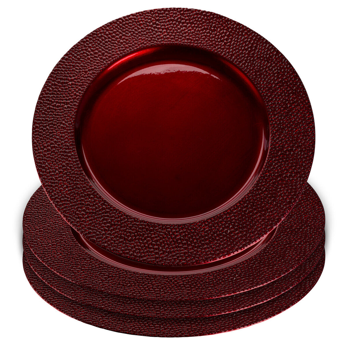 Orsina Red Pebble Effect Charger Plates - 33cm Textured Set of 4