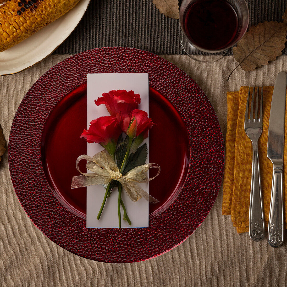 Orsina Red Pebble Effect Charger Plates - 33cm Textured Set of 4