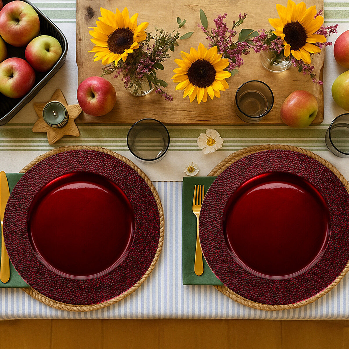 Orsina Red Pebble Effect Charger Plates - 33cm Textured Set of 4
