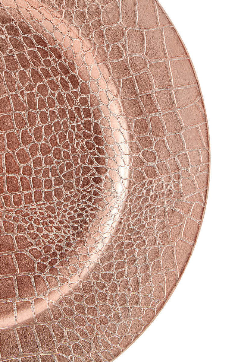 Orsina Rose Gold Crocodile Effect Charger Plates - 33cm Set of 4