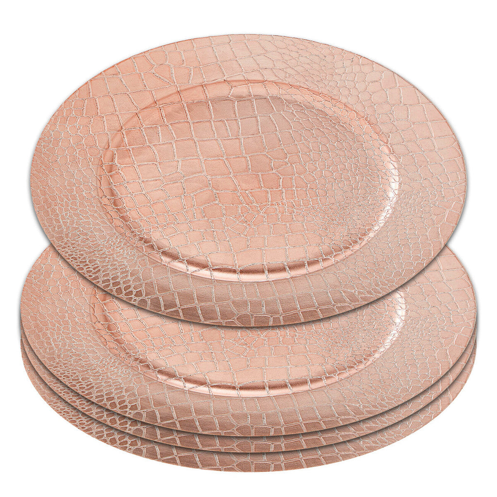 Orsina Rose Gold Crocodile Effect Charger Plates - 33cm Set of 4