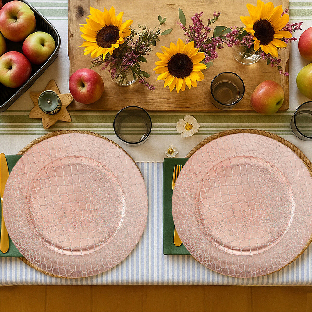 Orsina Rose Gold Crocodile Effect Charger Plates - 33cm Set of 4
