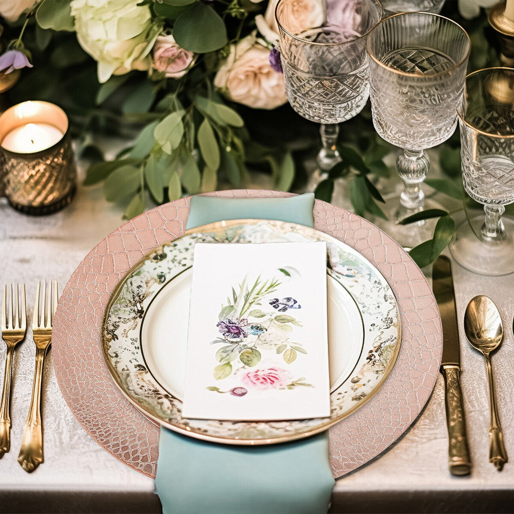 Orsina Rose Gold Crocodile Effect Charger Plates - 33cm Set of 4