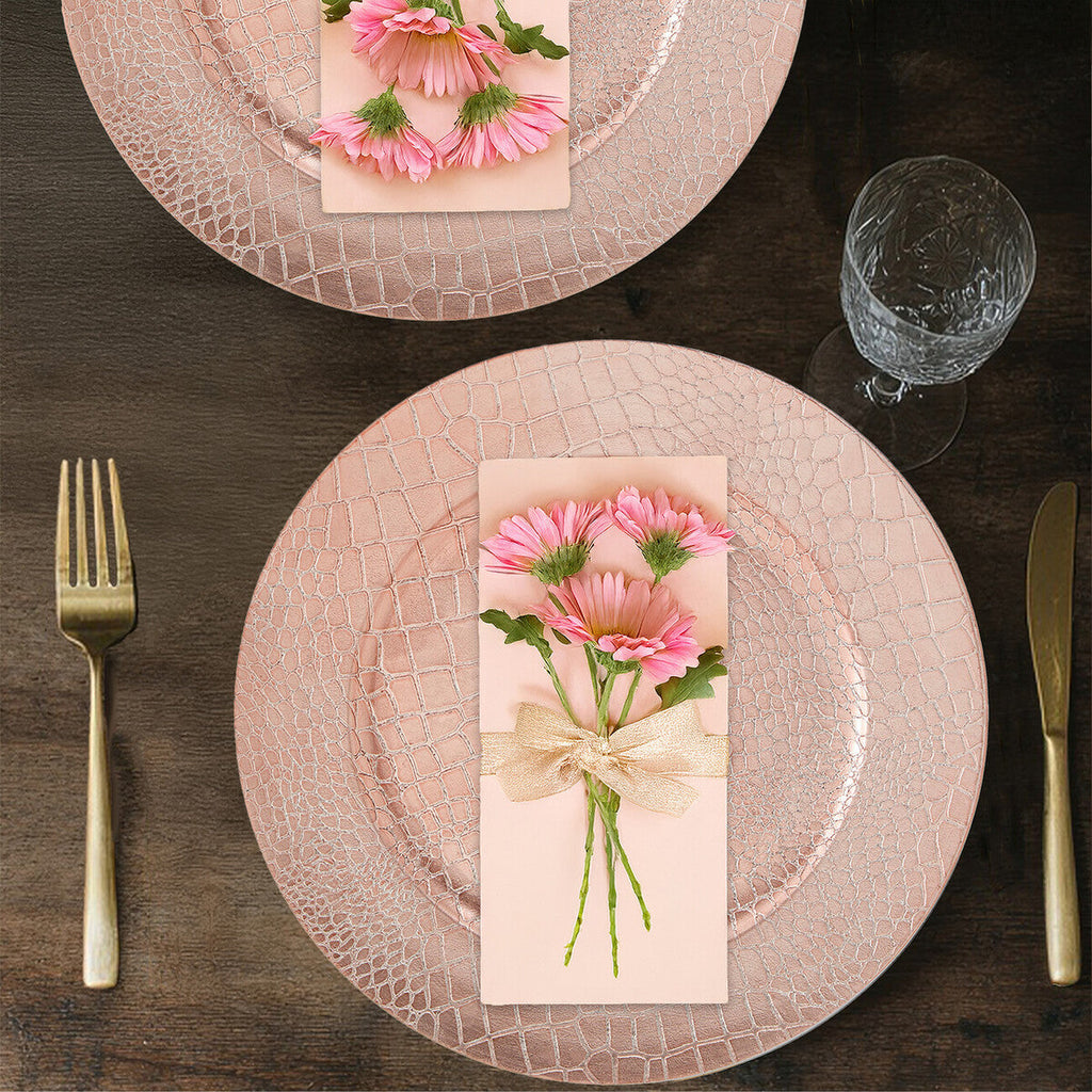 Orsina Rose Gold Crocodile Effect Charger Plates - 33cm Set of 4