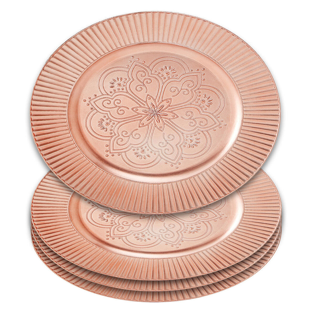 Orsina Redbud Rose Gold Charger Plates – Set of 4 Metallic Table Decor