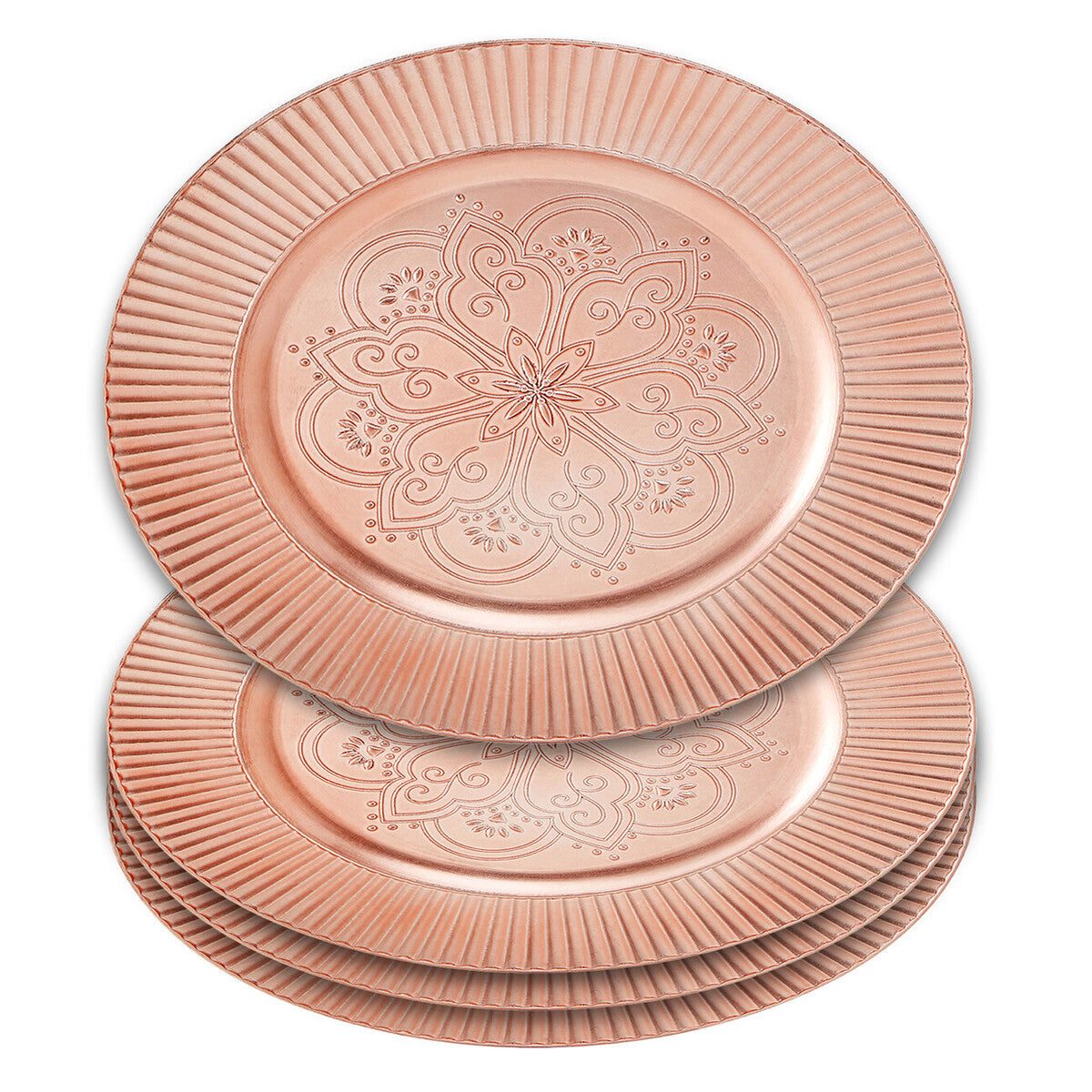 Orsina Redbud Rose Gold Charger Plates – Set of 4 Metallic Table Decor