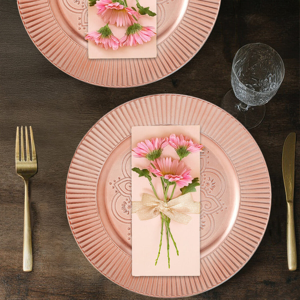 Orsina Redbud Rose Gold Charger Plates – Set of 4 Metallic Table Decor