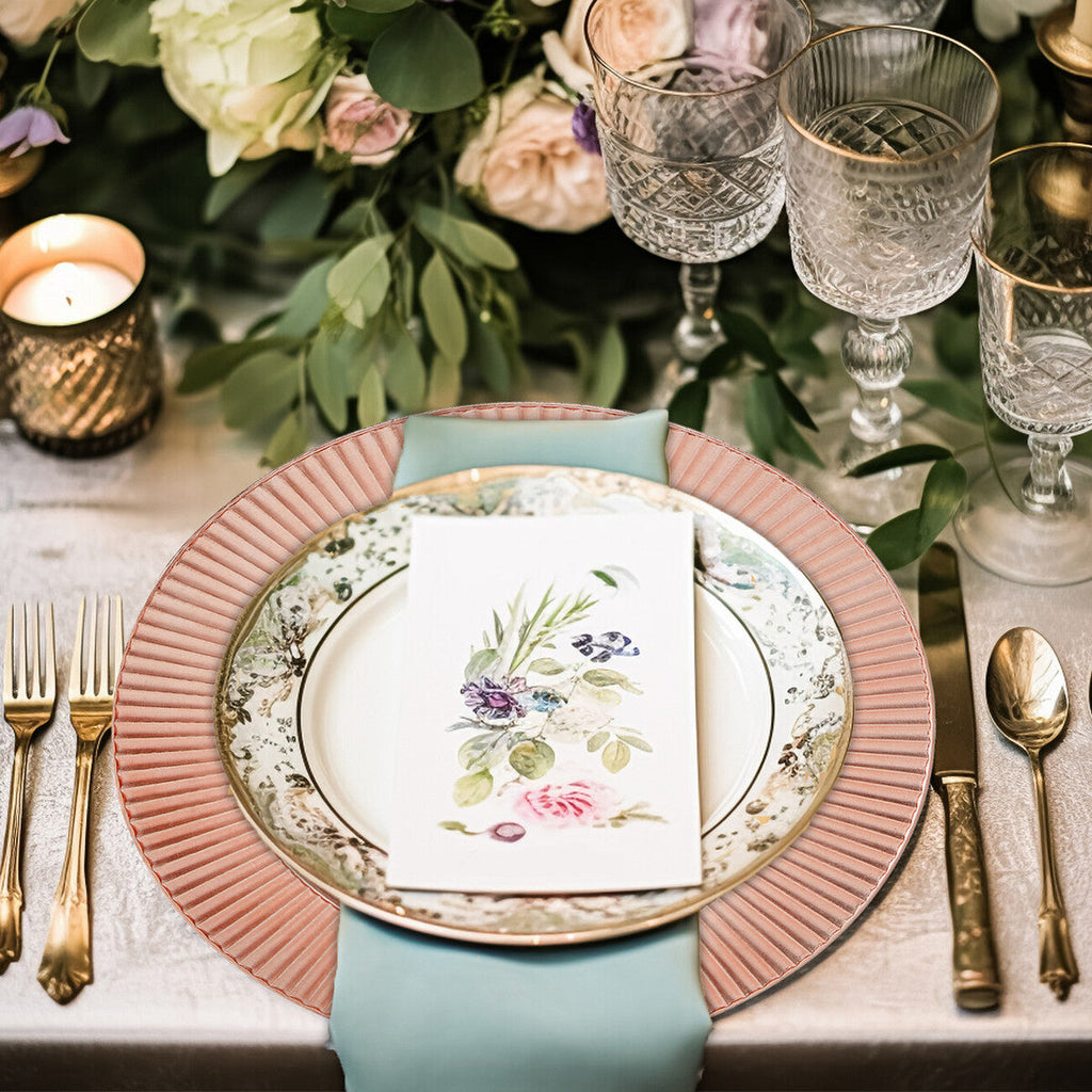 Orsina Redbud Rose Gold Charger Plates – Set of 4 Metallic Table Decor