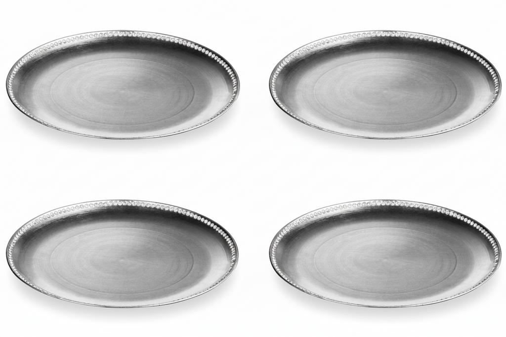 Orsina Radiance Silver Charger Plates - 33cm Decorative Set of 4