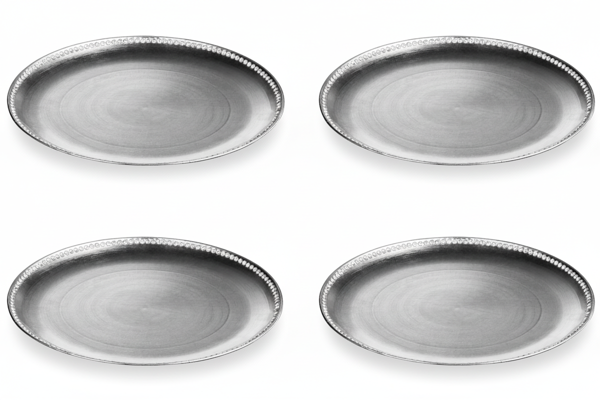 Orsina Radiance Silver Charger Plates - 33cm Decorative Set of 4