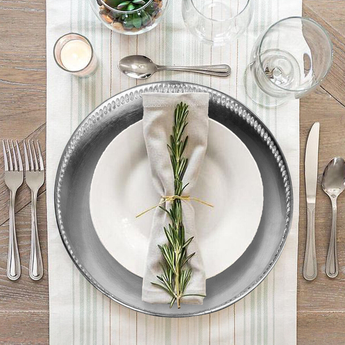 Orsina Radiance Silver Charger Plates - 33cm Decorative Set of 4
