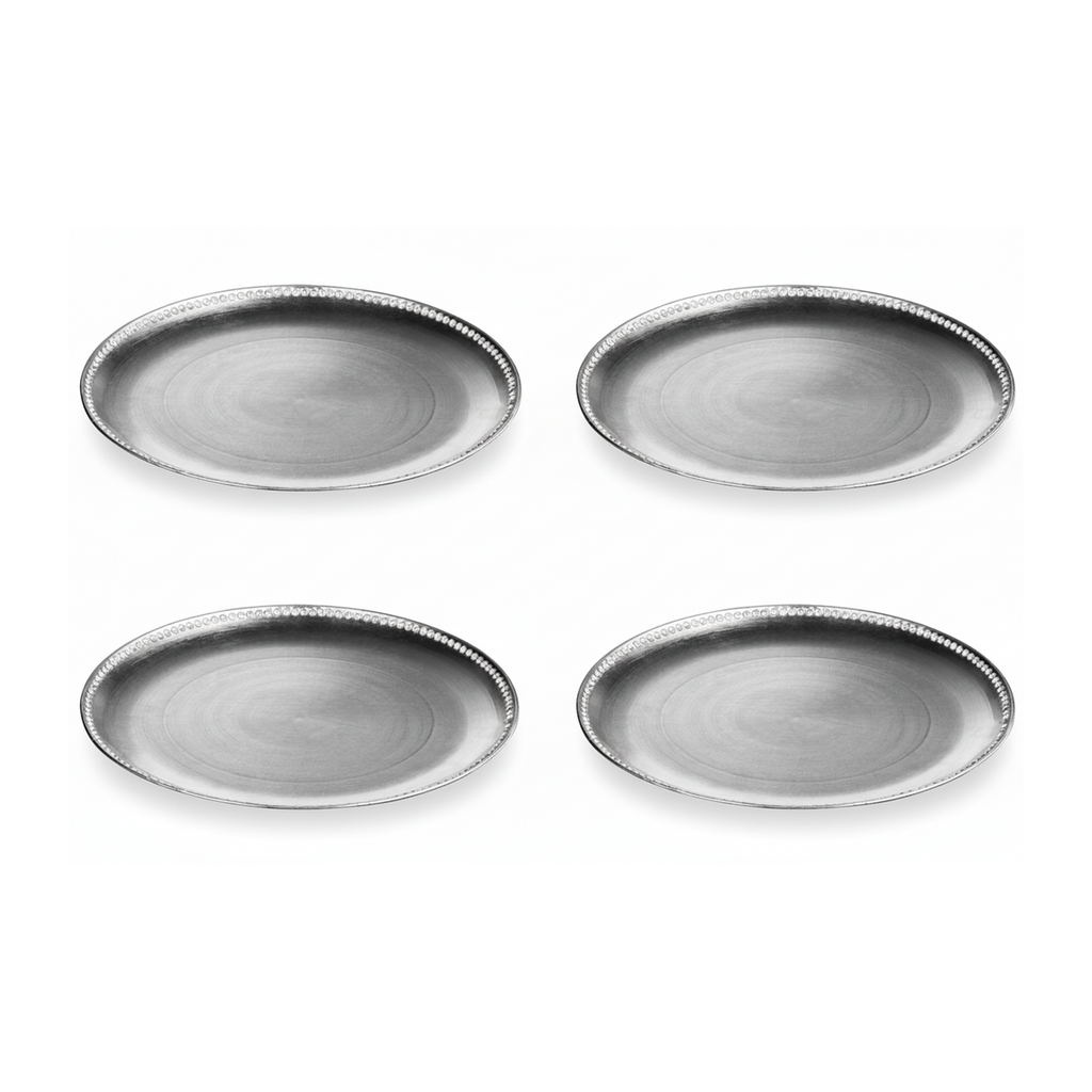 Orsina Silver Charger Plates – Set of 4 Modern 33cm Flat Table Decor