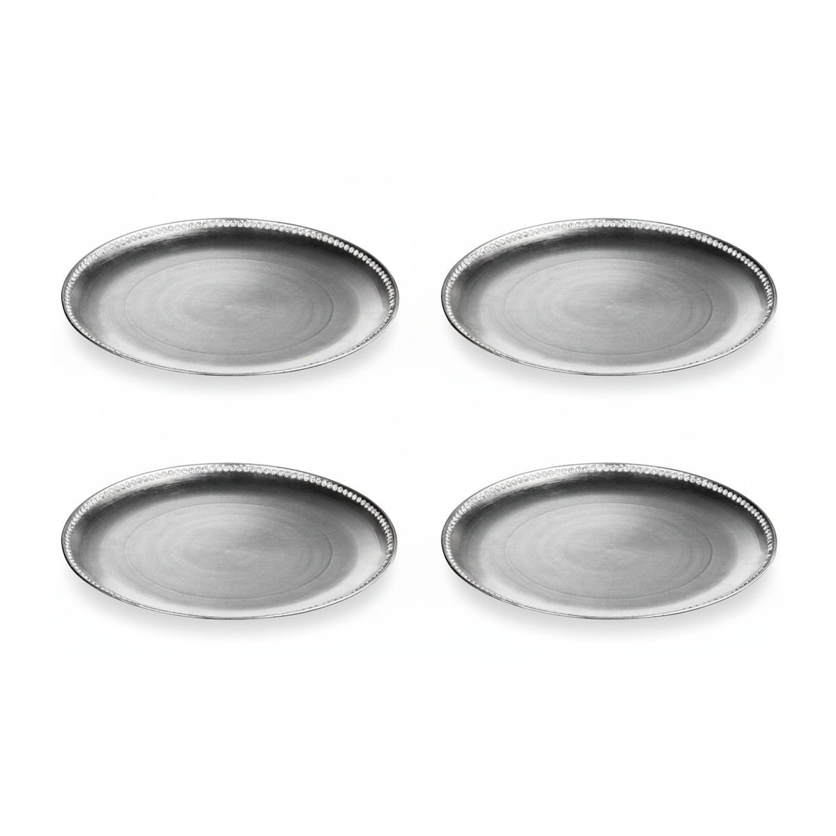 Orsina Silver Charger Plates – Set of 4 Modern 33cm Flat Table Decor