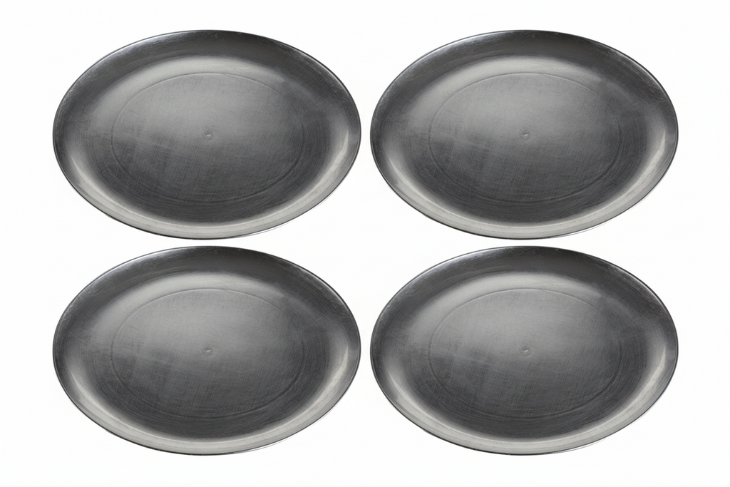 Orsina Paxton Silver Coupe Charger Plates – 33cm Table Setting Set of 4