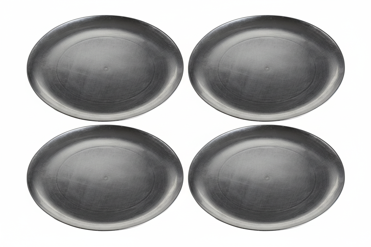 Orsina Paxton Silver Coupe Charger Plates – 33cm Table Setting Set of 4