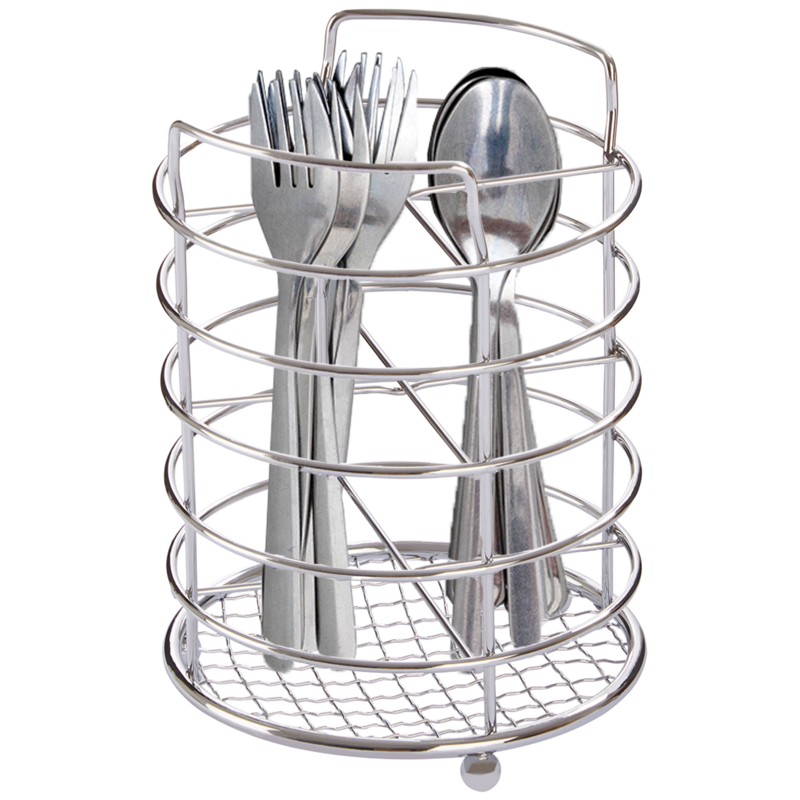 Orsina Soren Chrome 4 Section Cutlery Caddy | Metal Utensil Holder