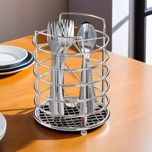 Orsina Soren Chrome 4 Section Cutlery Caddy | Metal Utensil Holder