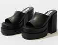 Steve Madden Cagey Black Leather Platform Sandal Heels – UK 6 EU 39