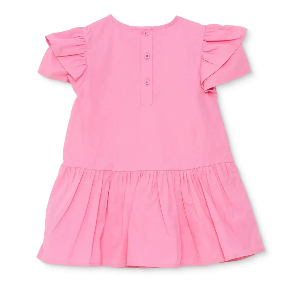 HelloBaby Girls Dress Flower Flower Garden Crew Neck Short Sleeve - Pink