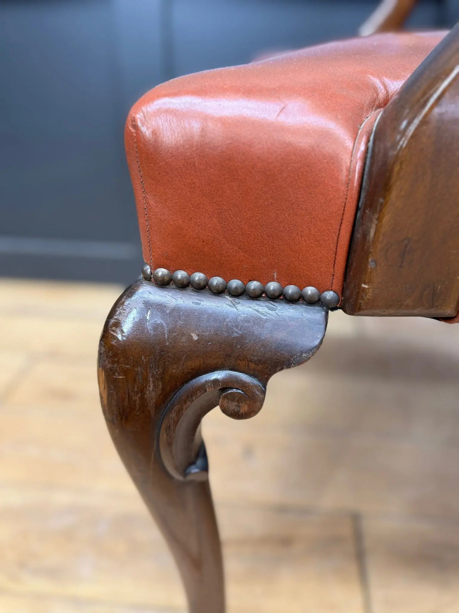 Antique Pair Of Gainsborough Style Mahogany Armchairs Desk Study Carver Chairs