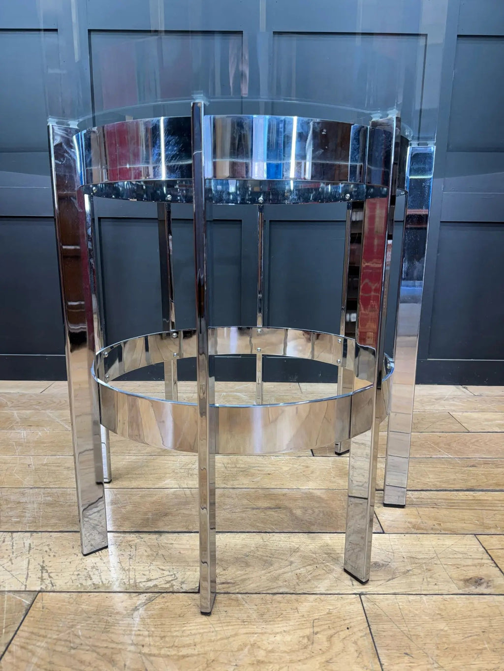 1970s Round Glass Top Chrome Dining Table By Richard Young Merrow Associates