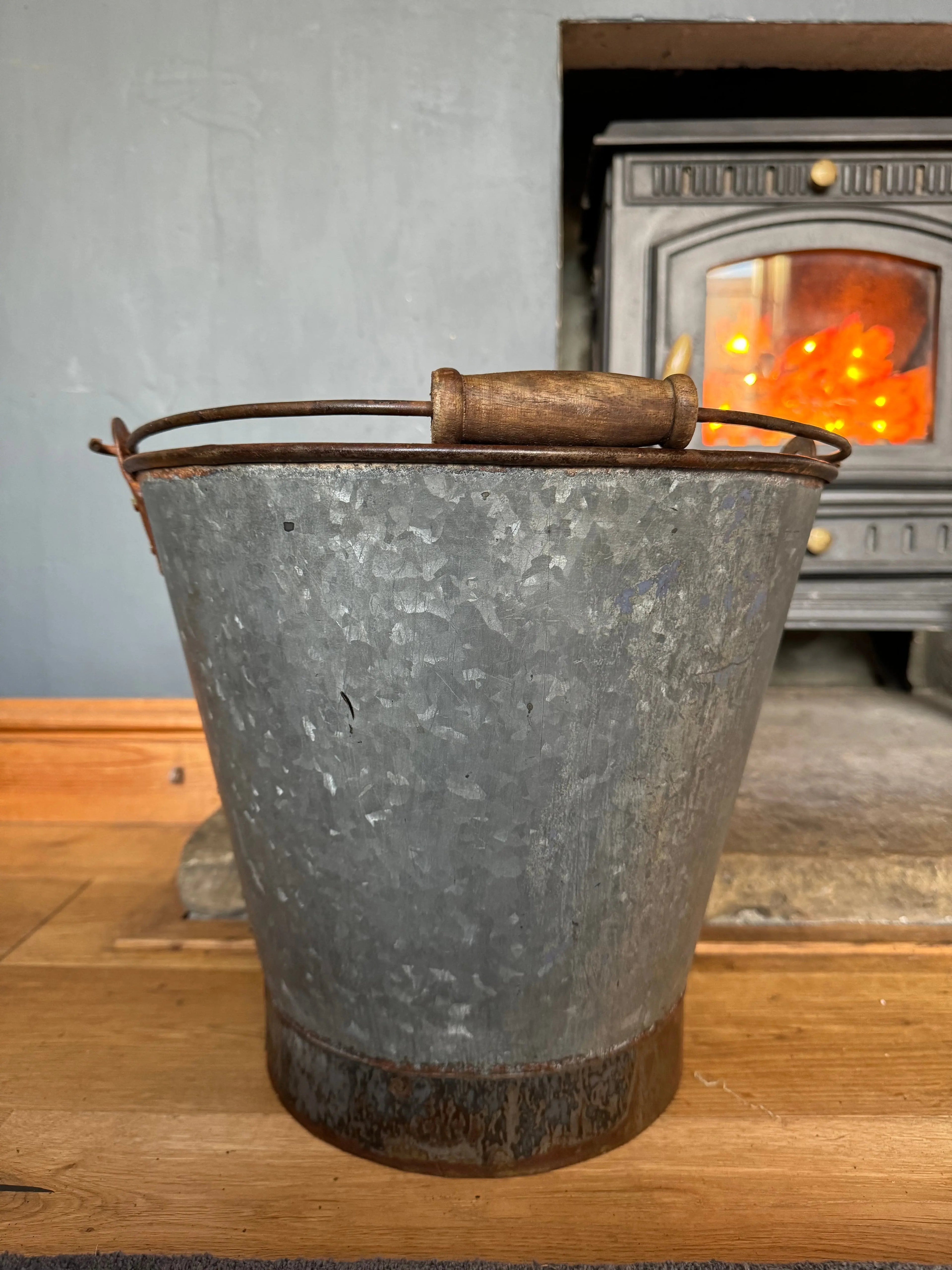 Galvanised Log Basket Carrier / Plant Pot /  Christmas Tree Planter Patio Pail B