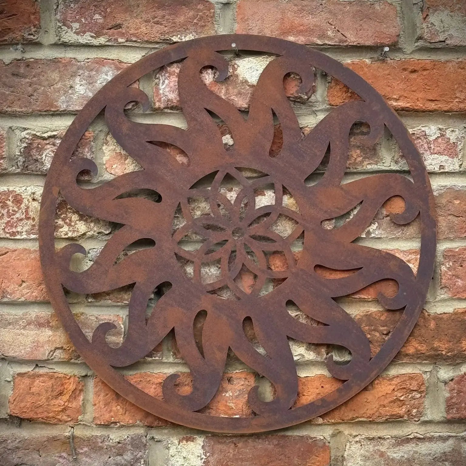 Rustic Warehouse Norfolk Metal Sun Wall Art – 55cm Steel Garden Decor