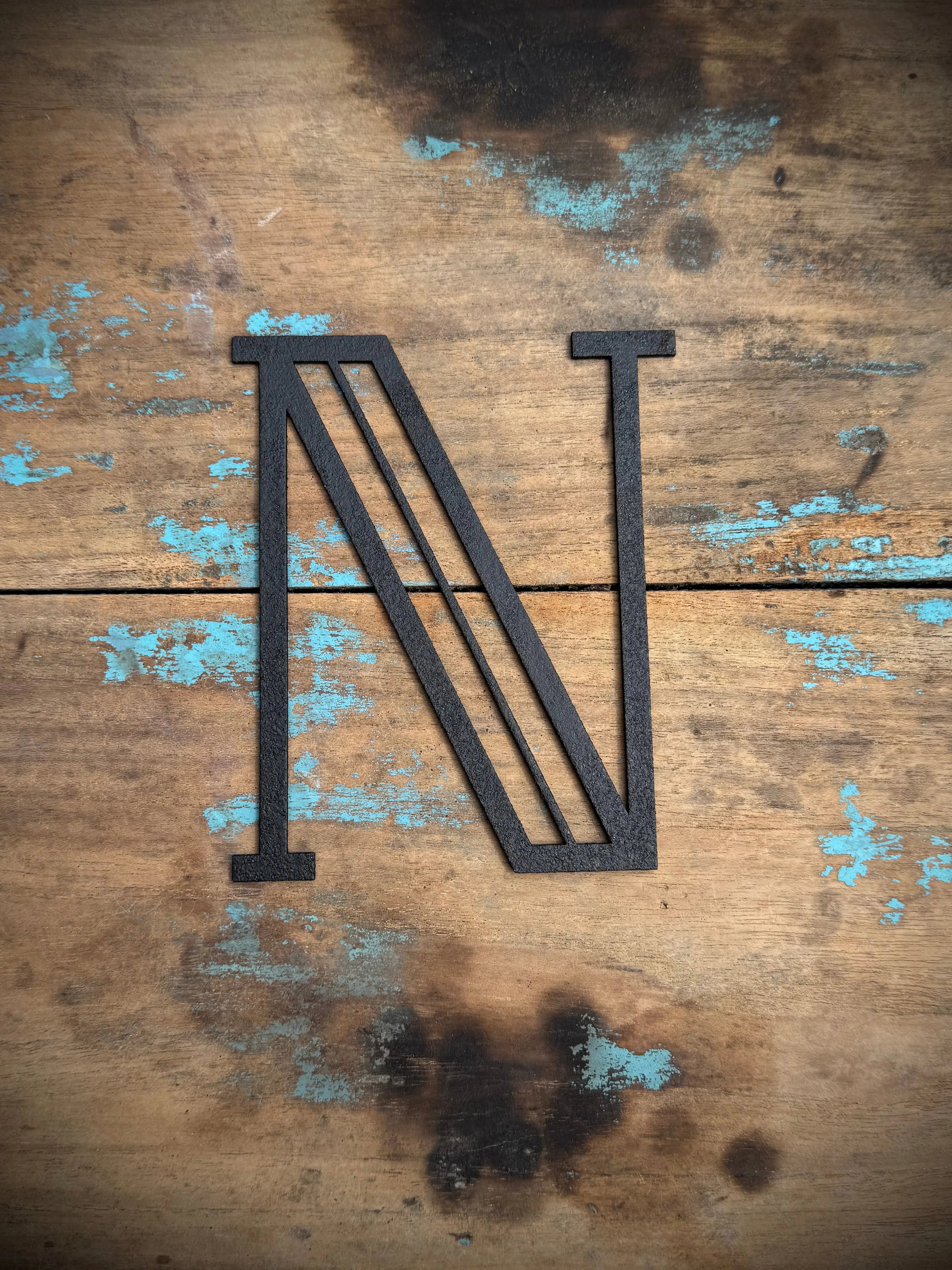 Art Deco Metal Letters & Numbers | Distressed Black Steel Wall Decor
