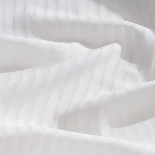 Striped Tulle White Curtains – Light Filtering Sheer Drapes for Bedroom & Living Room
