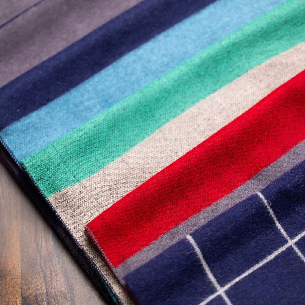 Swole Panda Bamboo Scarf – Orange, Blue & Grey Striped Neckwear