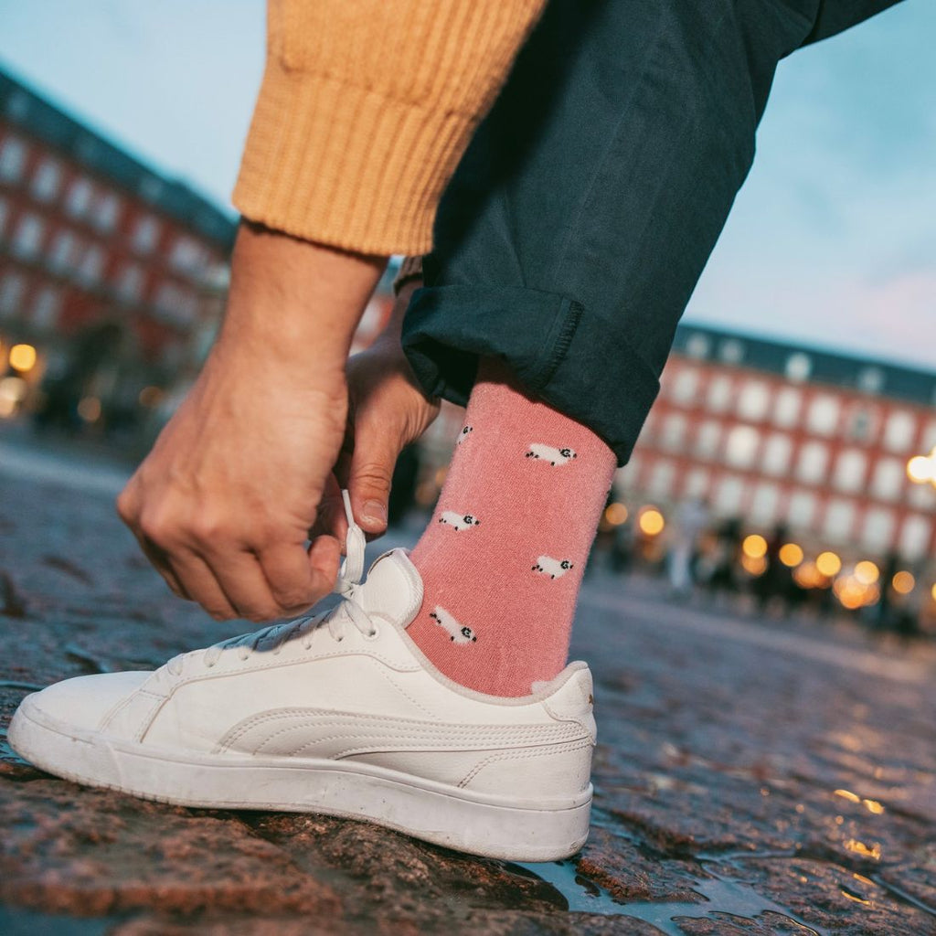 Swole Panda Sheep Bamboo Socks – Soft Pink Sustainable Novelty Socks
