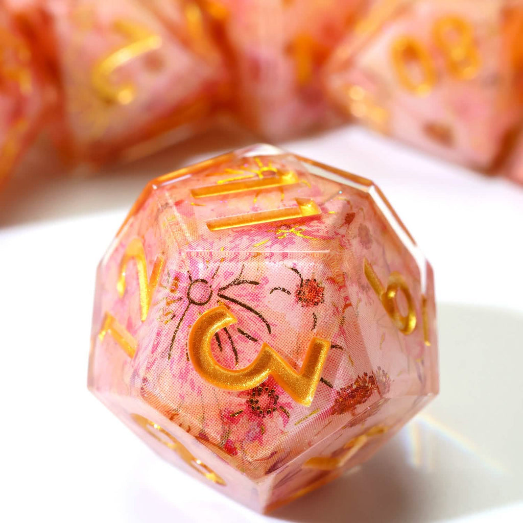 Fey Blossom | Sharp Edge Dice | Resin | 7 Piece Set