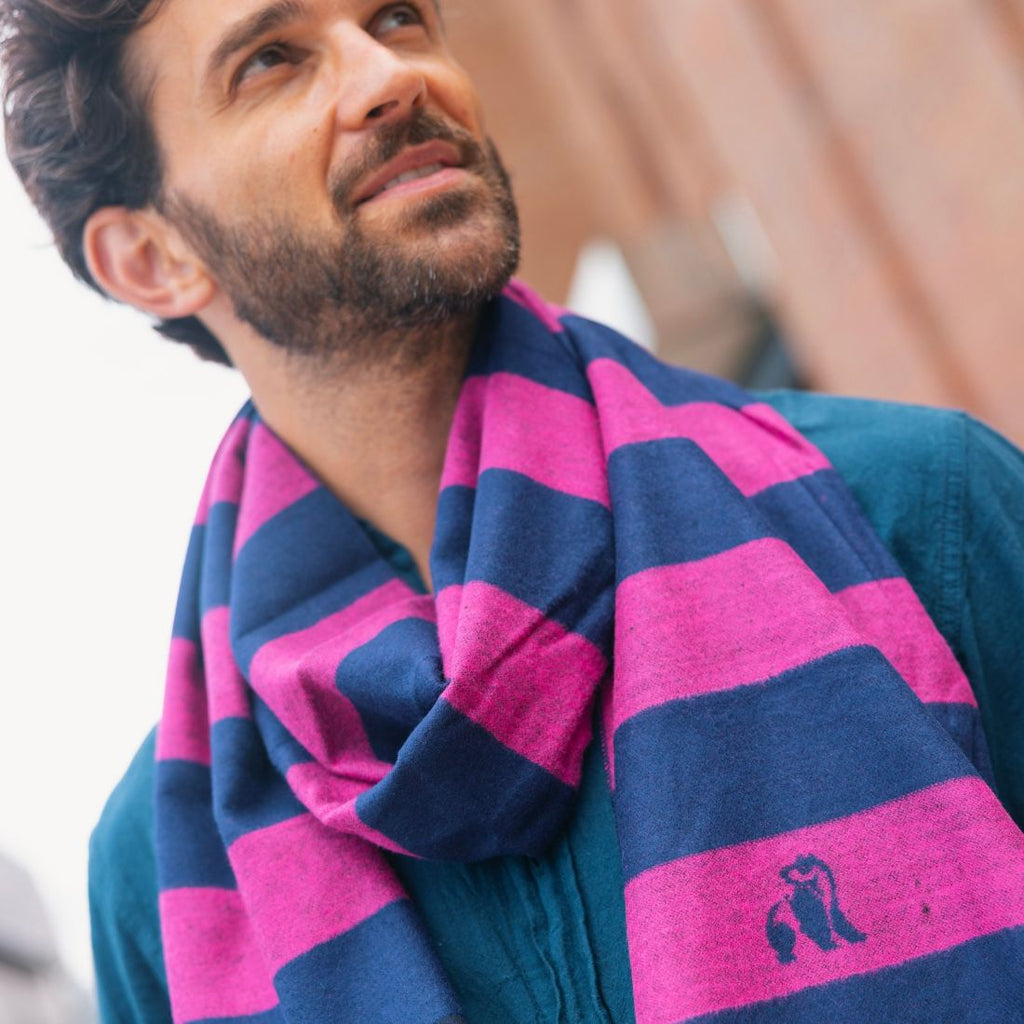 Swole Panda Rich Pink Striped Bamboo Scarf – Sustainable Luxury Wrap