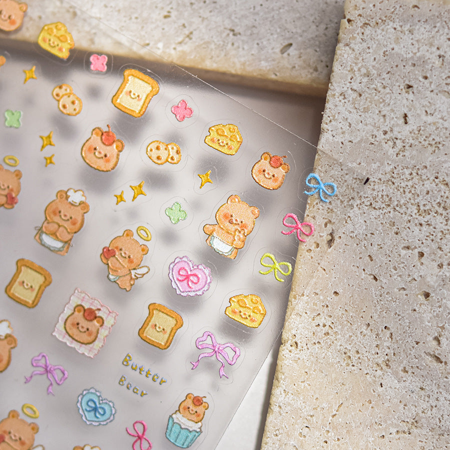 LuLuFun Studio Butter Bear 5D Nail Deco Sticker - DIY Nail Art Decals