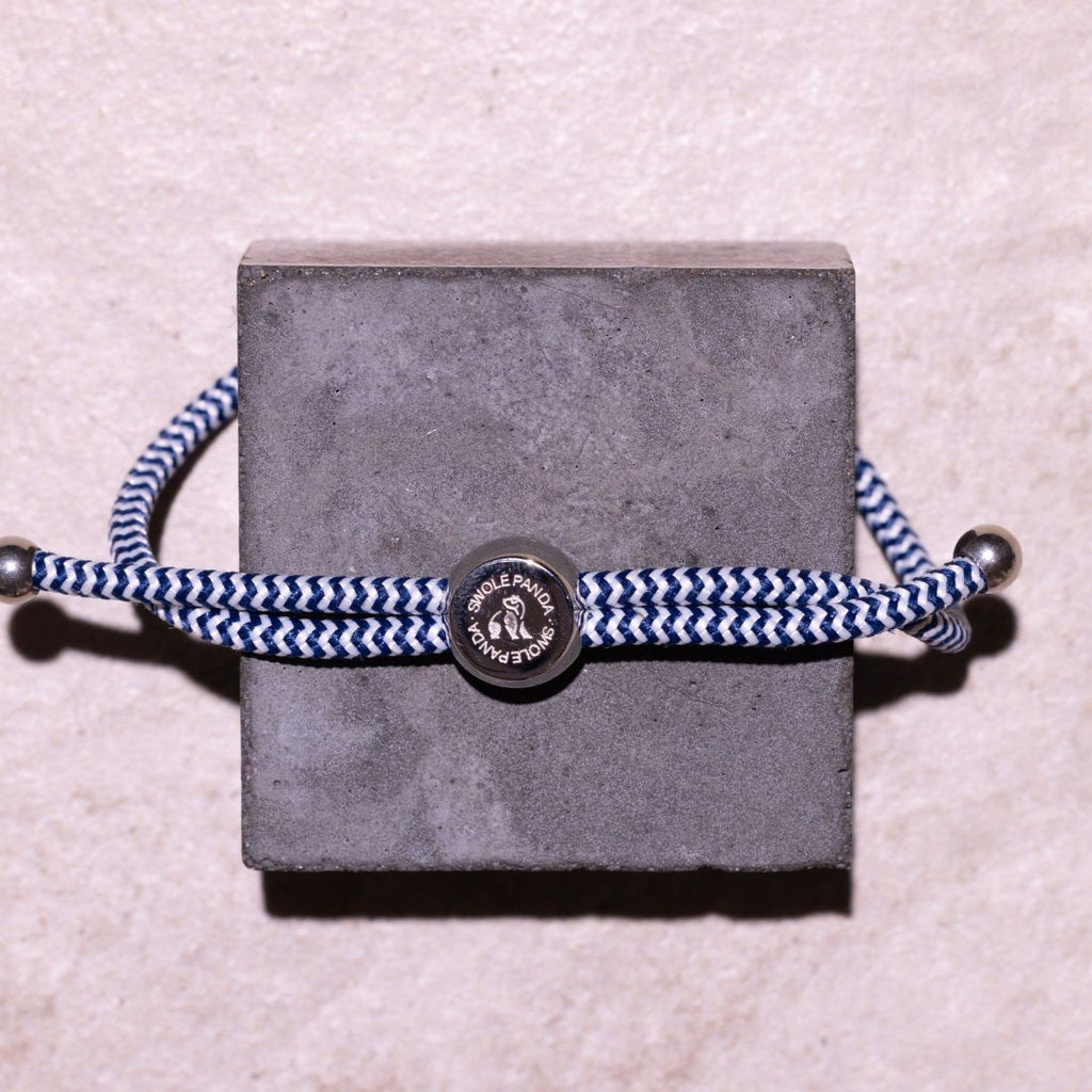 Swole Panda Recycled Rope Bracelet – Blue & White Zigzag Unisex