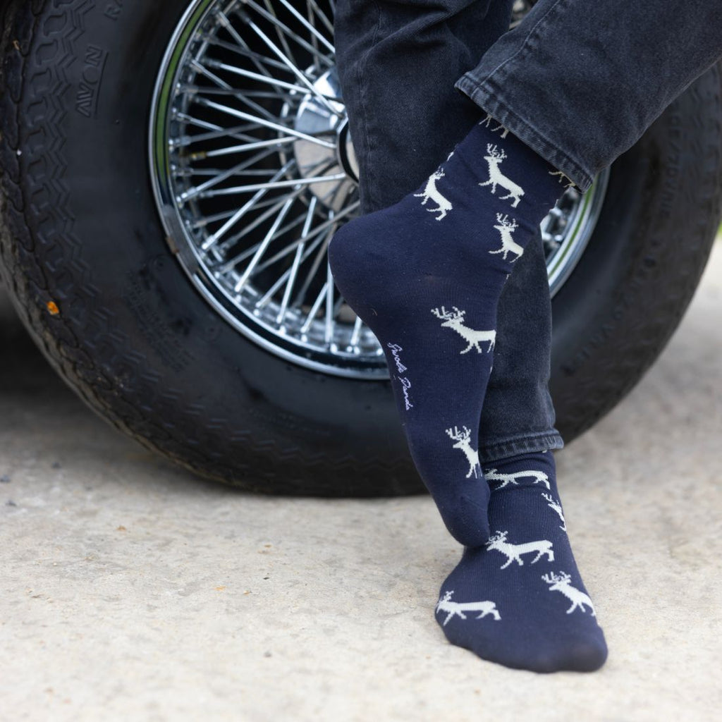 Swole Panda Stag Bamboo Socks – Navy Sustainable Men's Novelty Socks