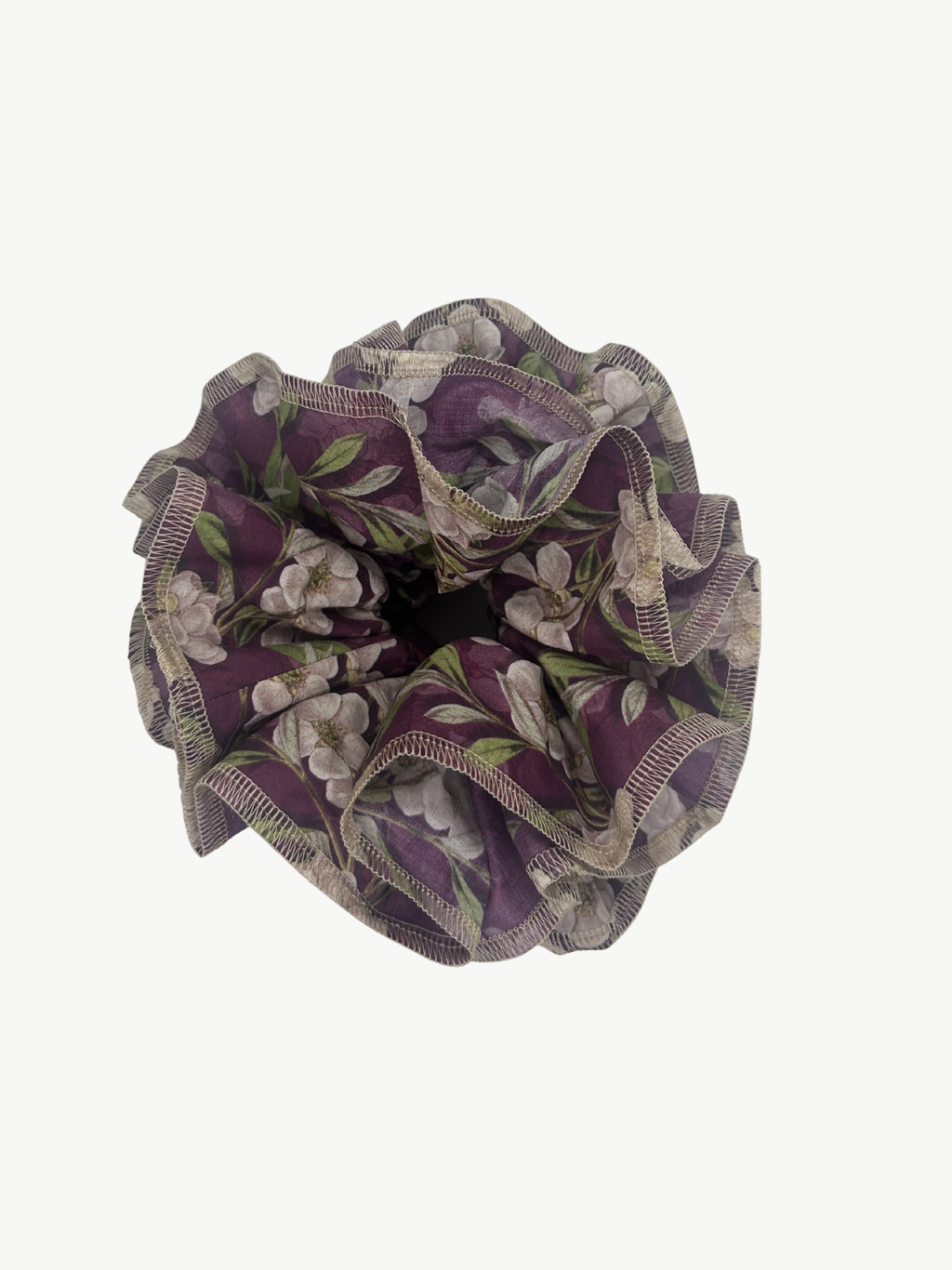 No More Nobody Azaria Organic Cotton Floral Scrunchie – Burgundy