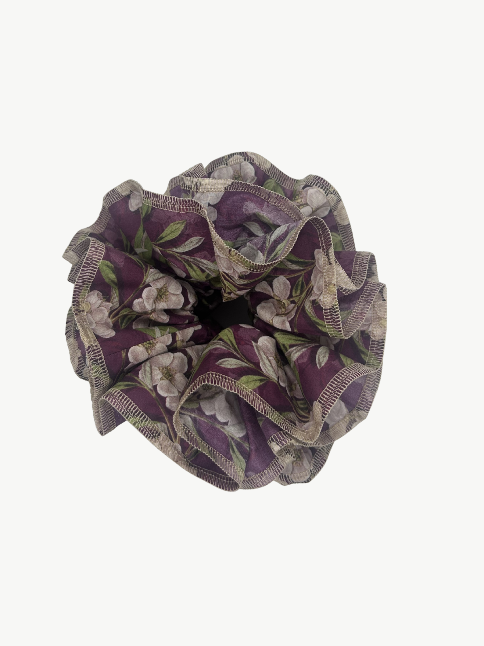 No More Nobody Azaria Organic Cotton Floral Scrunchie – Burgundy