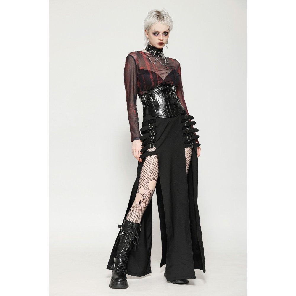 Dark in Lia Punk Love Black Patent Leather Waist Corset with Metal