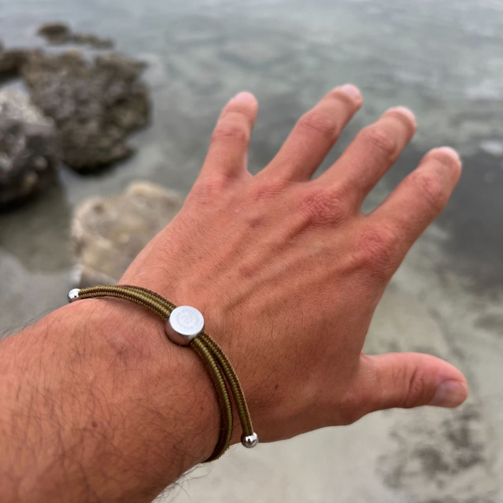 Swole Panda Recycled Rope Bracelet – Khaki & Brown Stripe Unisex