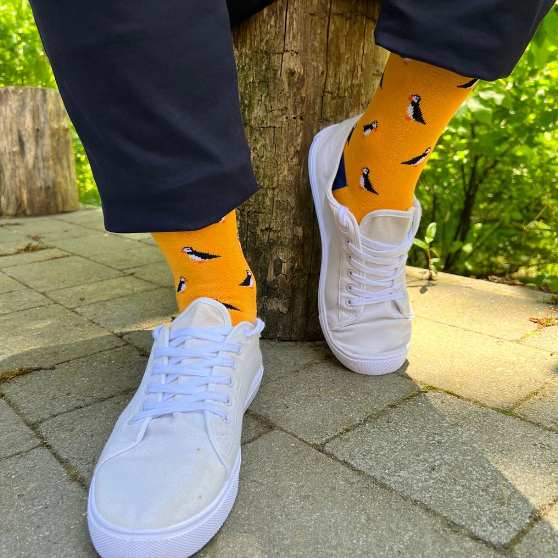 Swole Panda Puffin Bamboo Socks – Sustainable Yellow Novelty Footwear